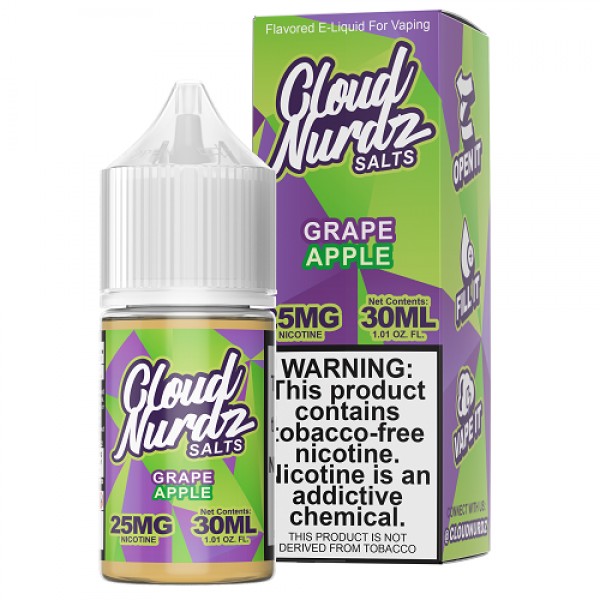 Cloud Nurdz Synthetic Nicotine Grape Apple 30ml Nic Salt Vape Juice