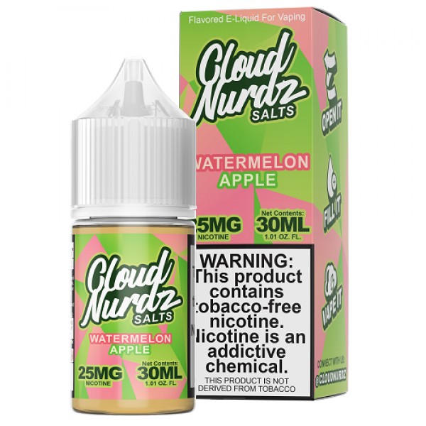 Cloud Nurdz Synthetic Nicotine Watermelon Apple 30ml Nic Salt Vape Juice