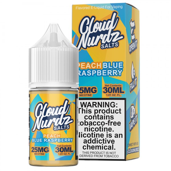 Cloud Nurdz Synthetic Nicotine Peach Blue Raspberry 30ml Nic Salt Vape Juice